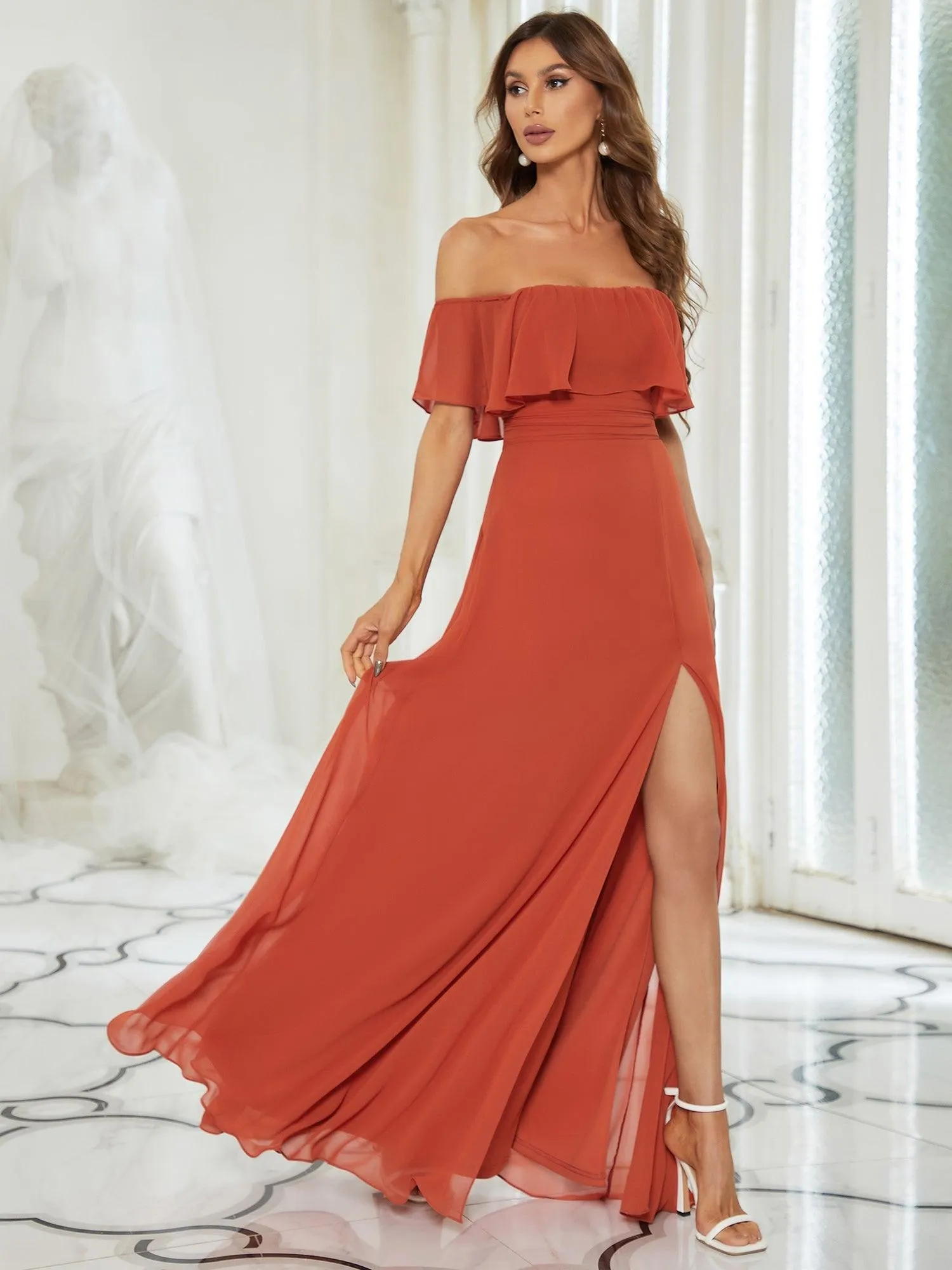 MEILLEURS CHOIX Robe orange brûlée