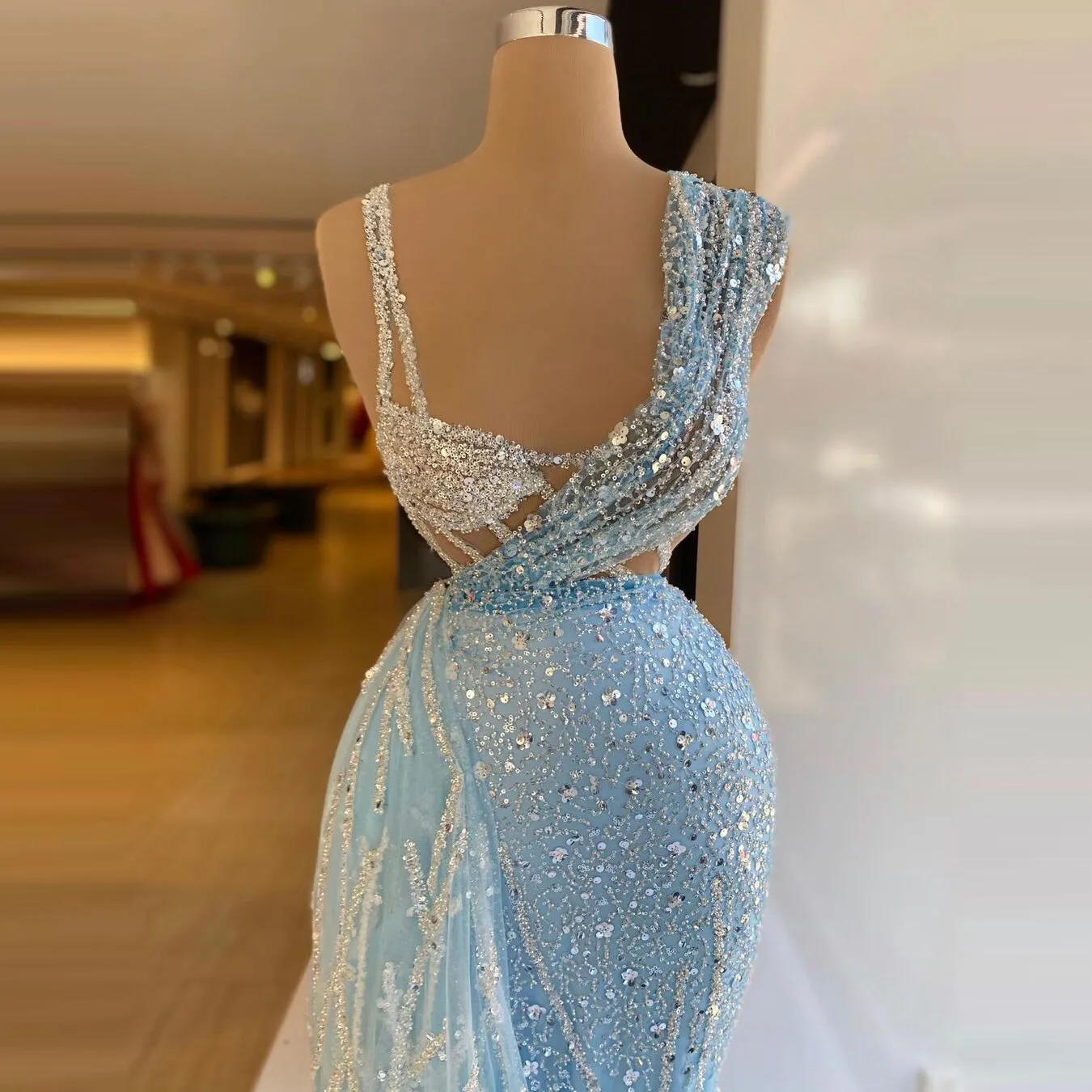 Mermaid Long Length Tulle Sexy Women Prom Pageant Gowns