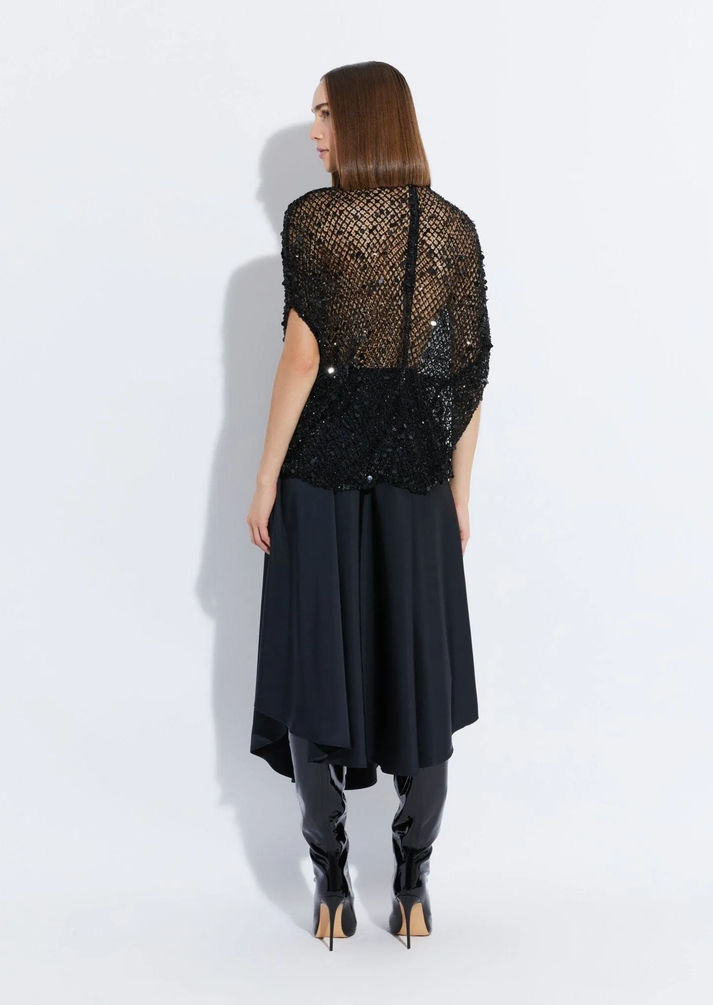 Mesh Sequin Cape Tee