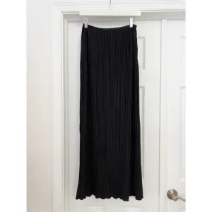 Meshki Womens Black Lettuce Hem Pleated Elsie Plisse Maxi Skirt Size XS