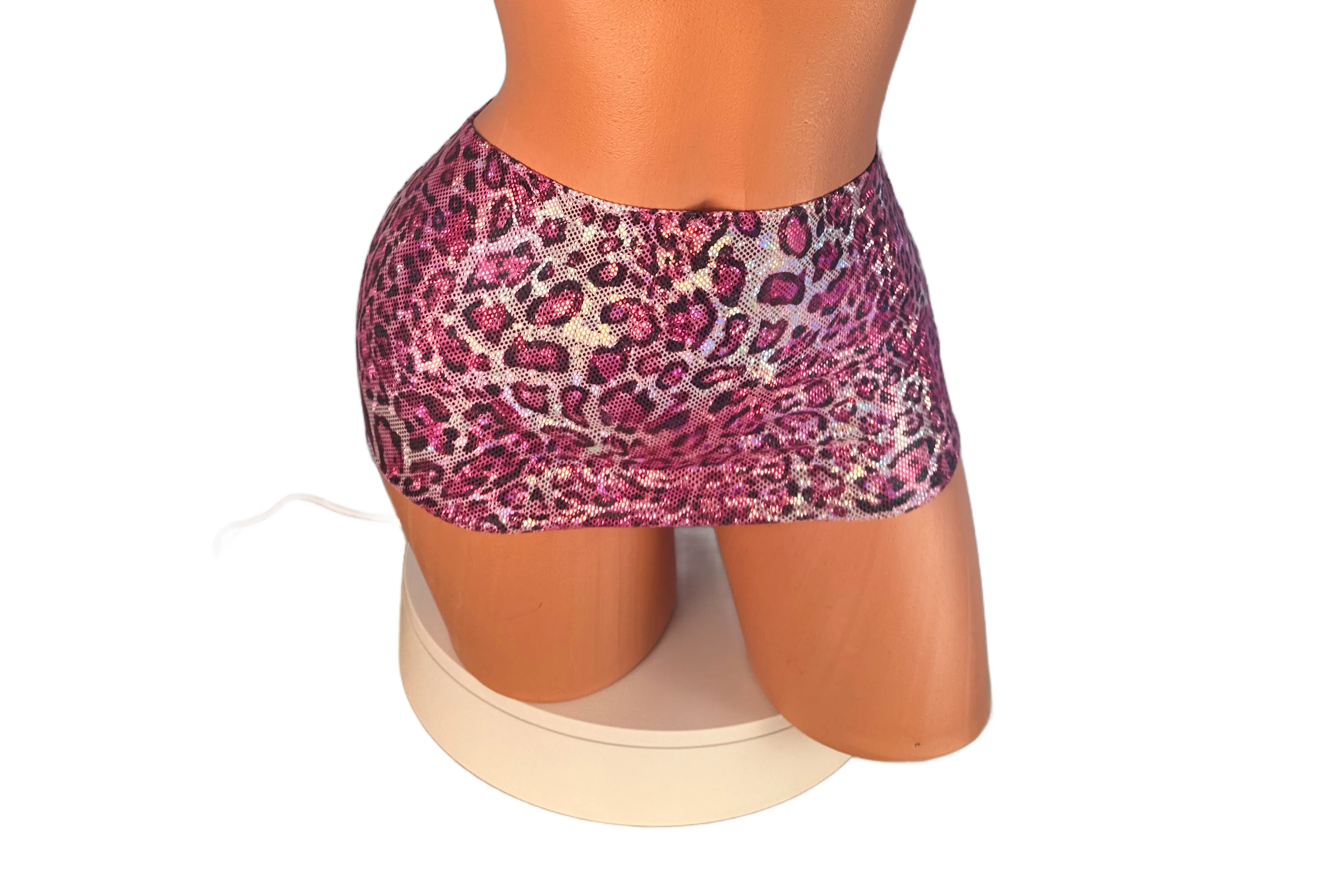 Metallic dark leopard Micro mini skirt cover up