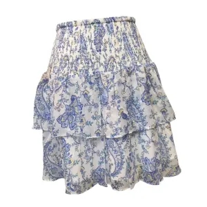 Milly White Wyatt Sketched Pull-On Floral Paisley Mini Skirt Cottagecore Size 12