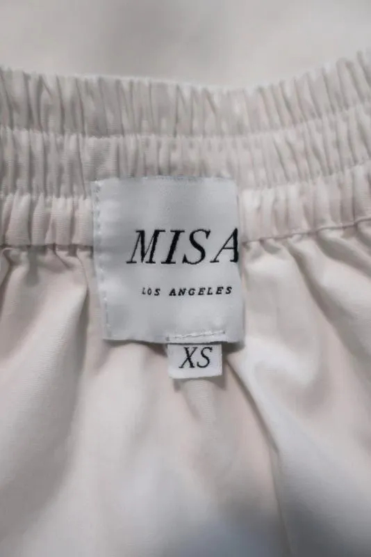 MISA Off the Shoulder Top Adeli White Cotton Size Extra Small Tie-Sleeve Blouse
