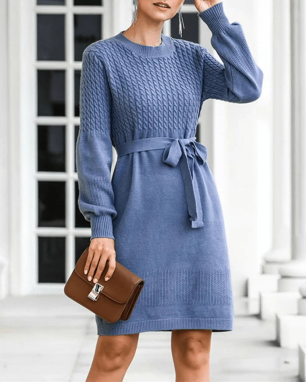 Miss Lady Lantern Sleeves Sweater Dress