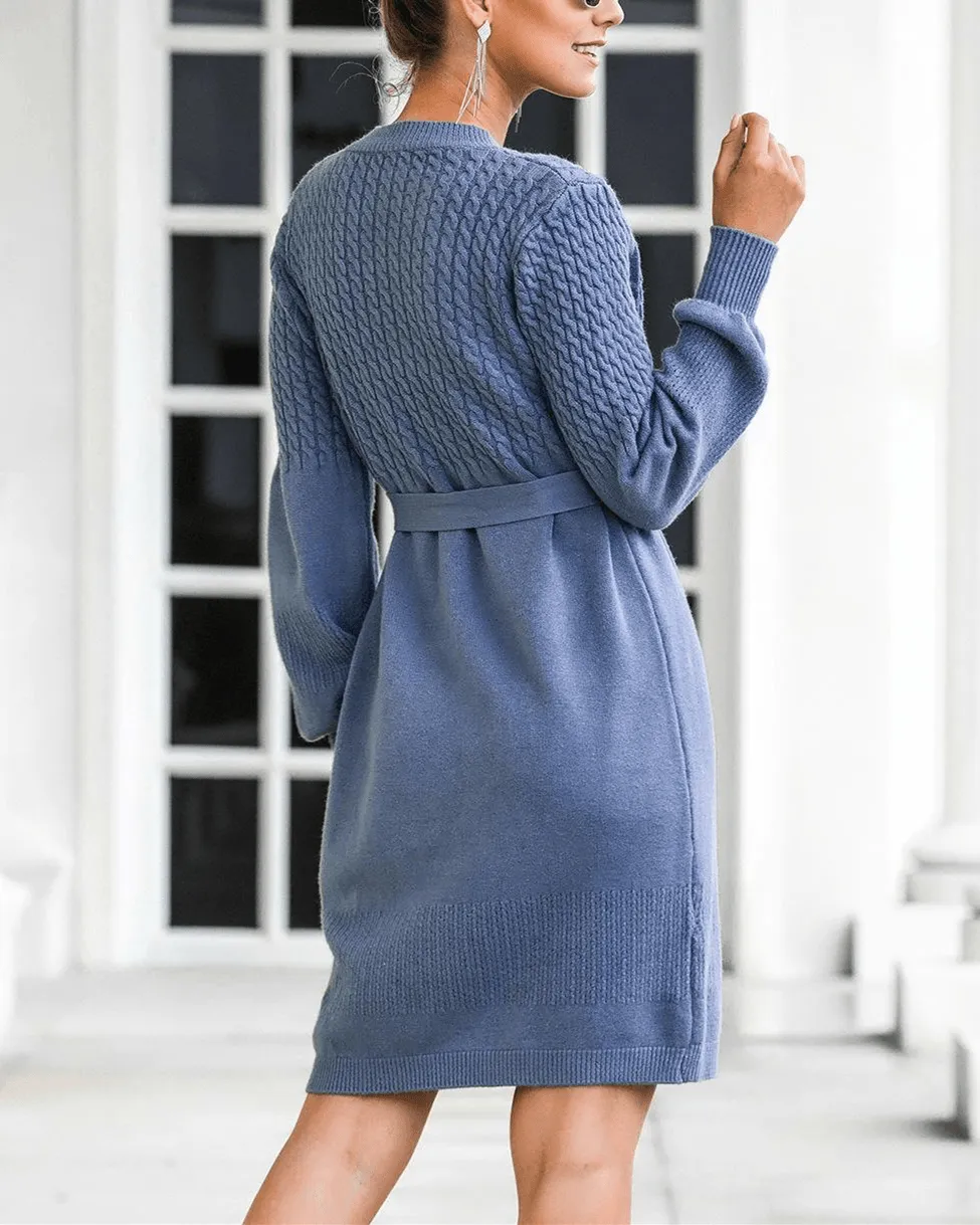 Miss Lady Lantern Sleeves Sweater Dress