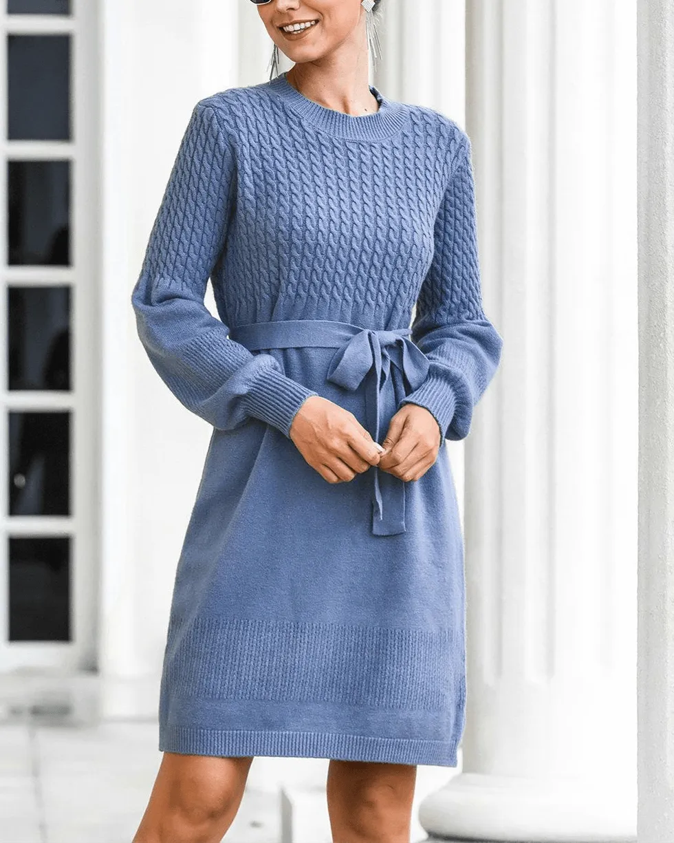Miss Lady Lantern Sleeves Sweater Dress