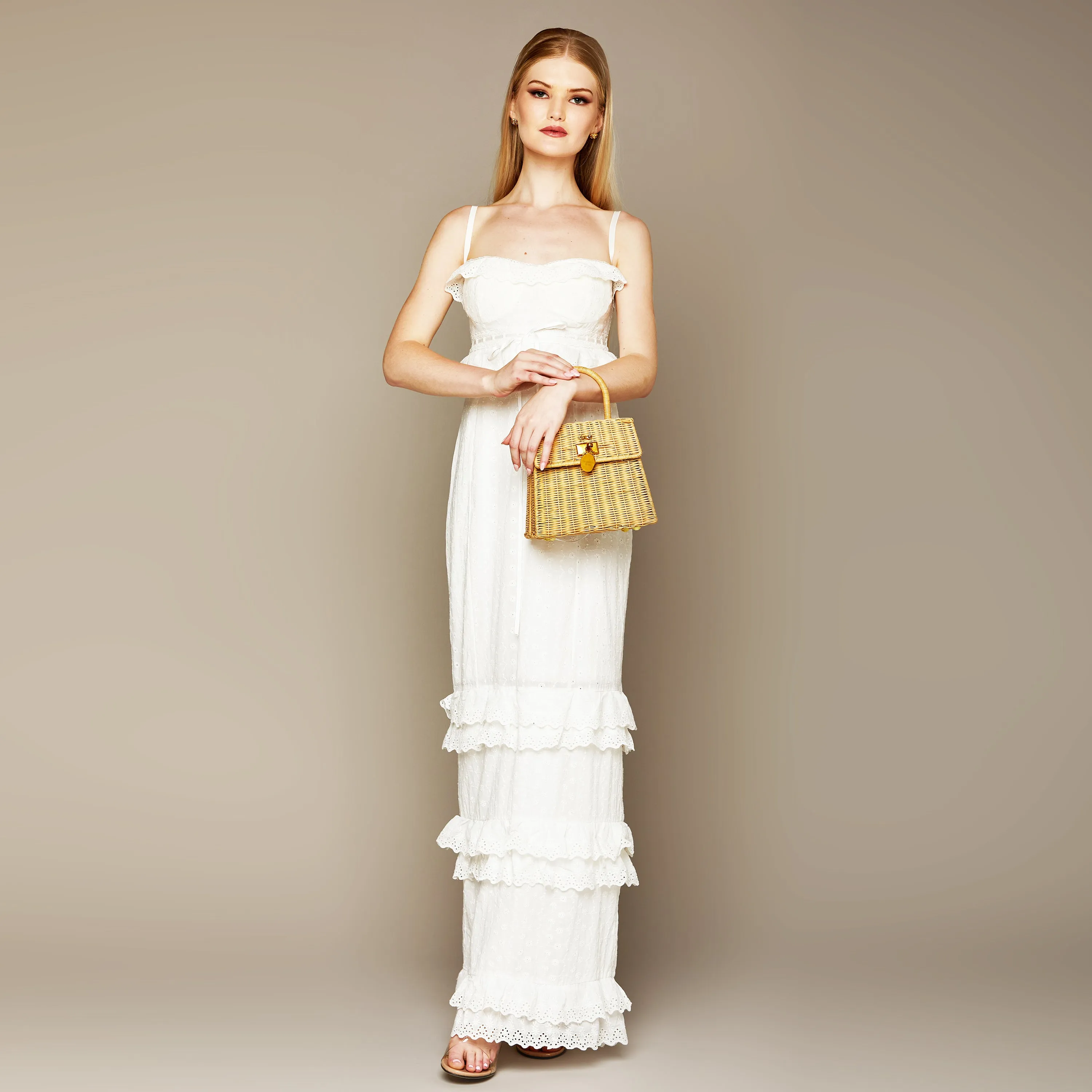 MME. EYELET Garden Dress - BLANC