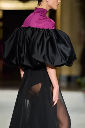 Mock Neck Off the Shoulder Bubble Gown