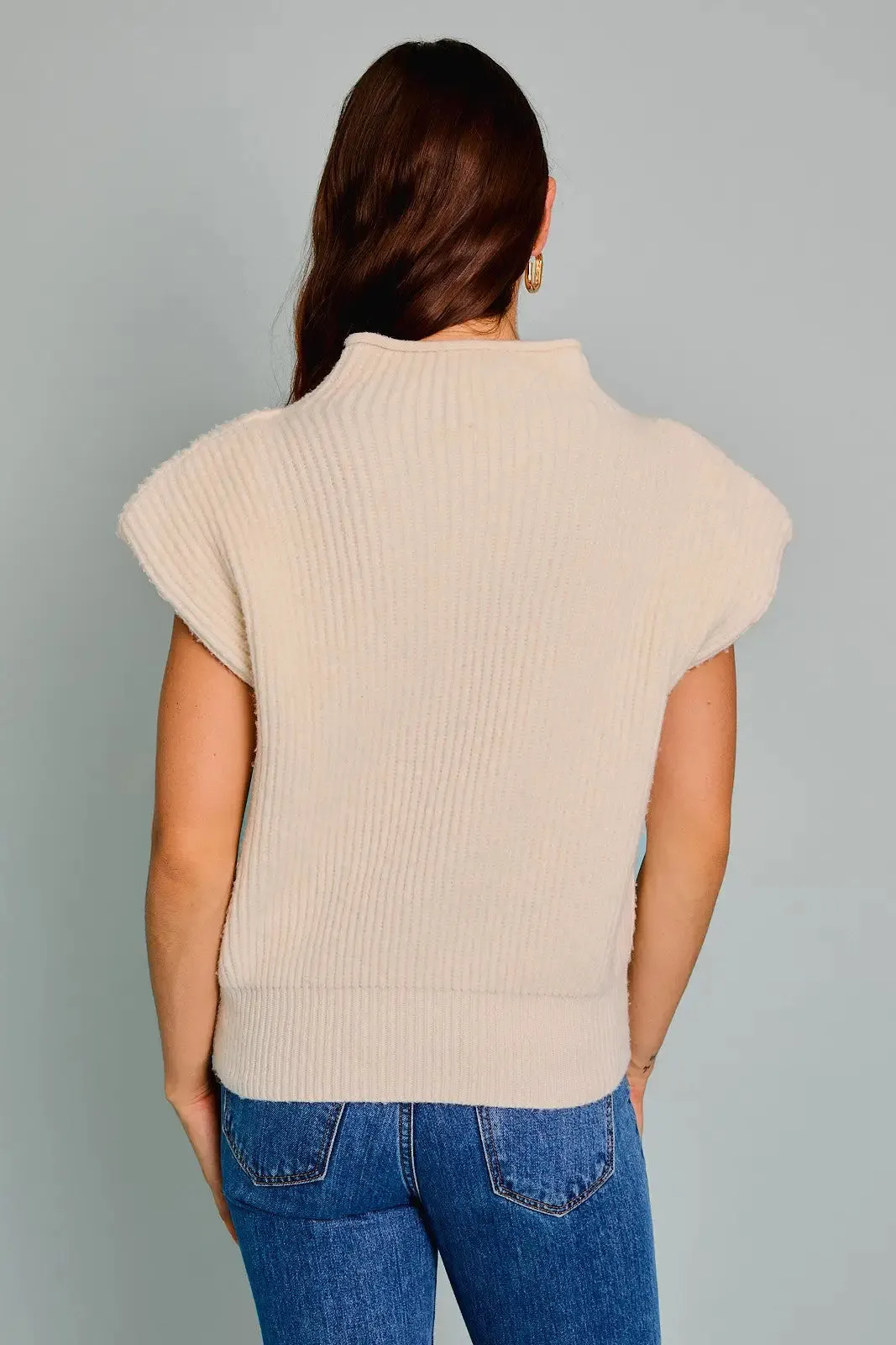 MOCK NECK POWER SHOULDER 'HO HO HO' SWEATER TOP