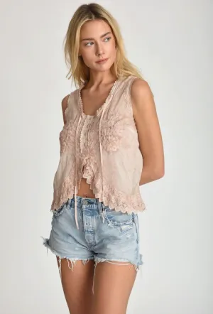 Muche Nude Ruffle Top