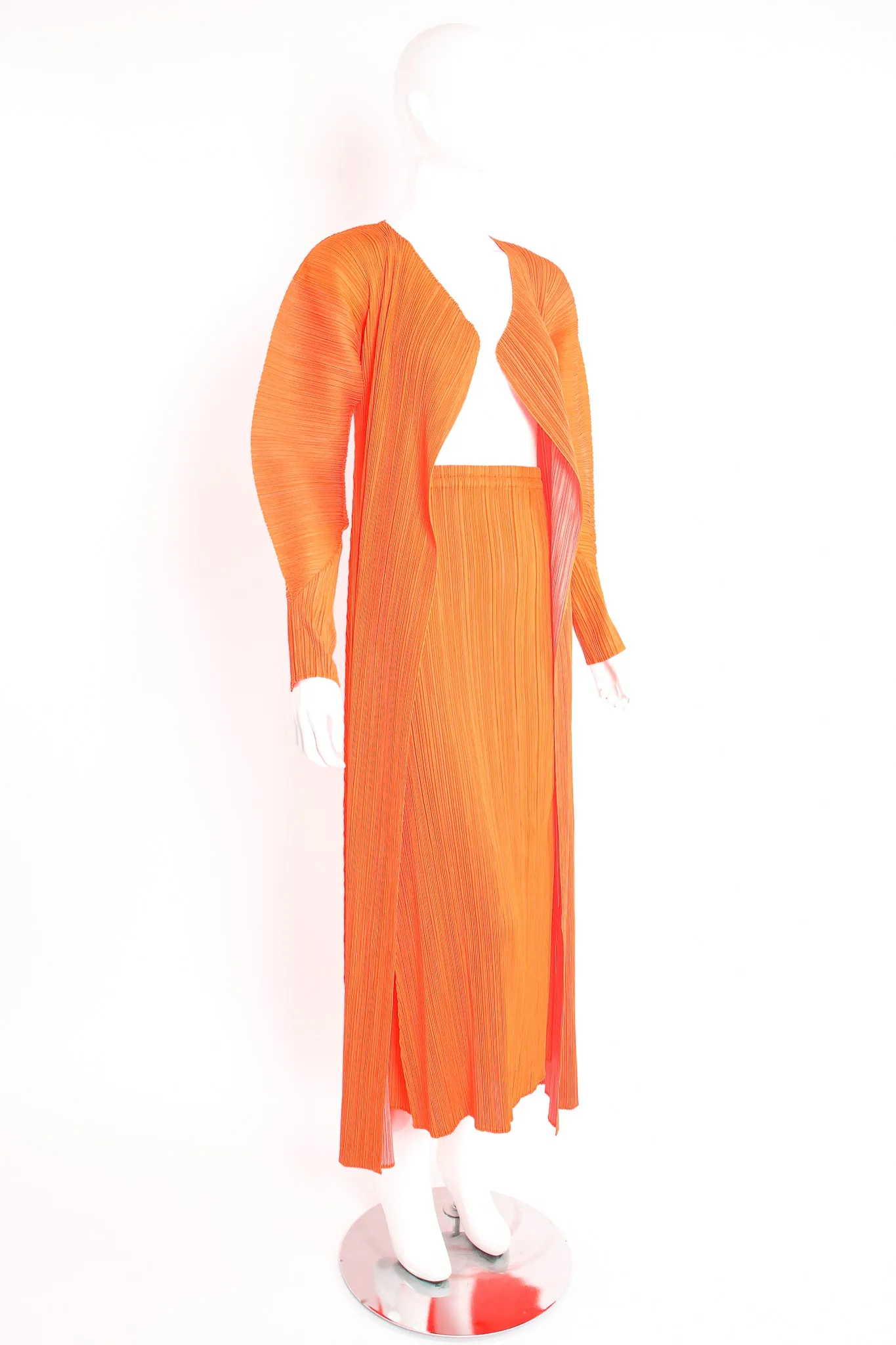 Neon Pleated Duster & Skirt Set