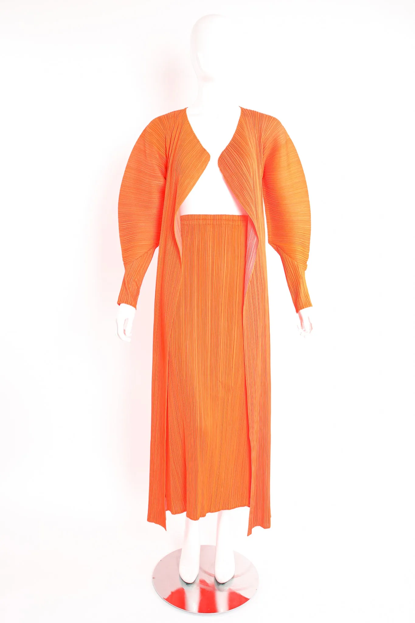 Neon Pleated Duster & Skirt Set