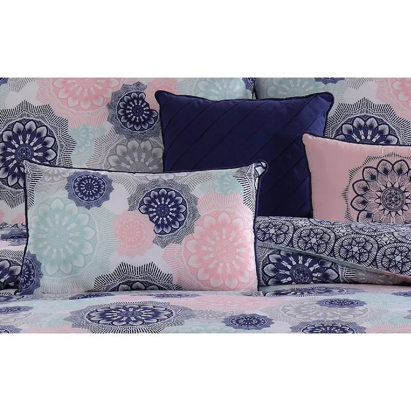 New bed in a bag! Wayfair Lorna 5-Piece Navy/Blush Twin Reversible Comforter Set! Retails $140 