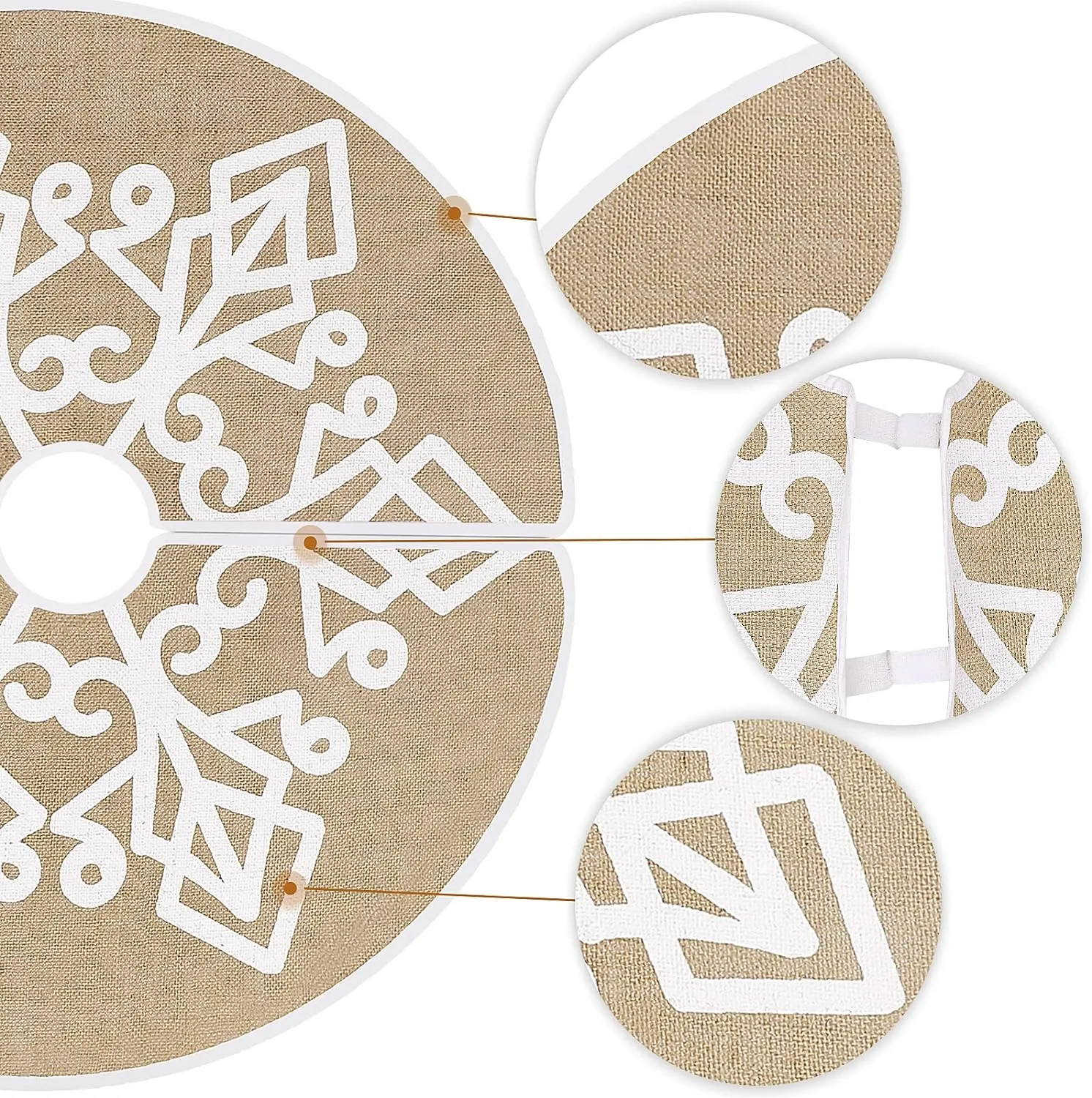 NEW HOHOTIME Burlap Christmas Tree Skirt with White Snowflake Printed, 30 Inch Red Tree Skirt Mat for Xmas Holiday Party Supplies Large Tree Mat for Holiday Christmas Decorations (Khaki)