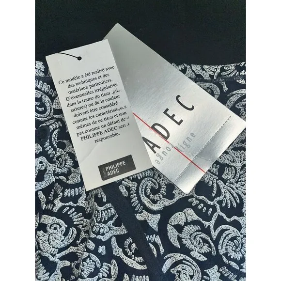 NEW Philippe Adec Womens  Pleated Skirt Navy Blue Office Siren Size 10 Ret. $275