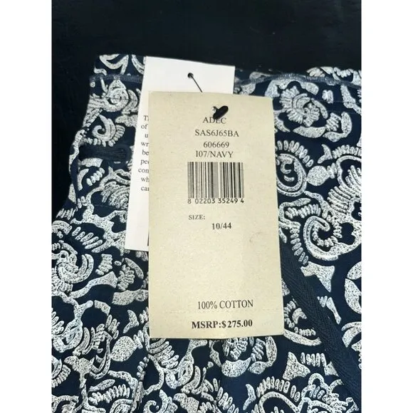 NEW Philippe Adec Womens  Pleated Skirt Navy Blue Office Siren Size 10 Ret. $275