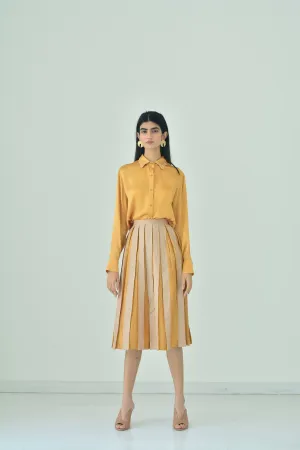 New Season Summer to Fall 2024-Skirt Two Toned Silk Amber Off White-C/TS/008-Suzanne-Fashion Edit Hemji