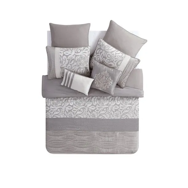 New Wayfair Queen Comforter   6 Additional Pieces Wattson Taupe Microfiber Reversible Modern & Contemporary 8 Piece Comforter Set! Retails $180  on sale!