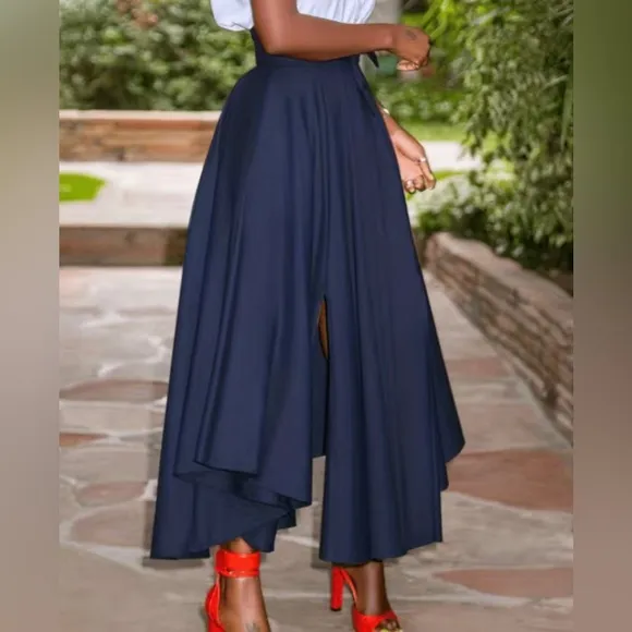 NEW Y2K Elegant Plus Size Maxi Skirt High Rise,Pleated Bow an Asymmetrical Hem