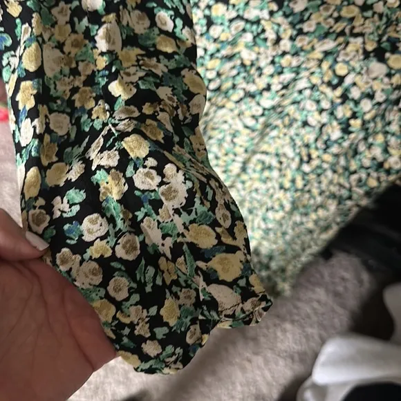 NEW Zara Floral Green Print Dress Size L