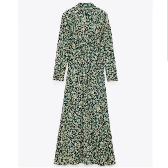 NEW Zara Floral Green Print Dress Size L