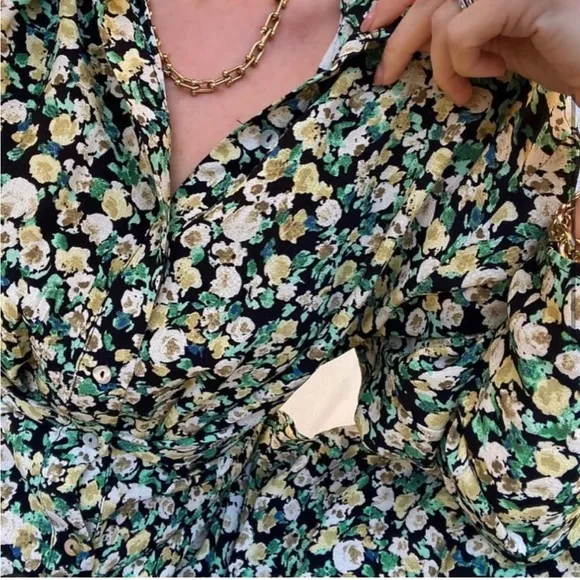 NEW Zara Floral Green Print Dress Size L