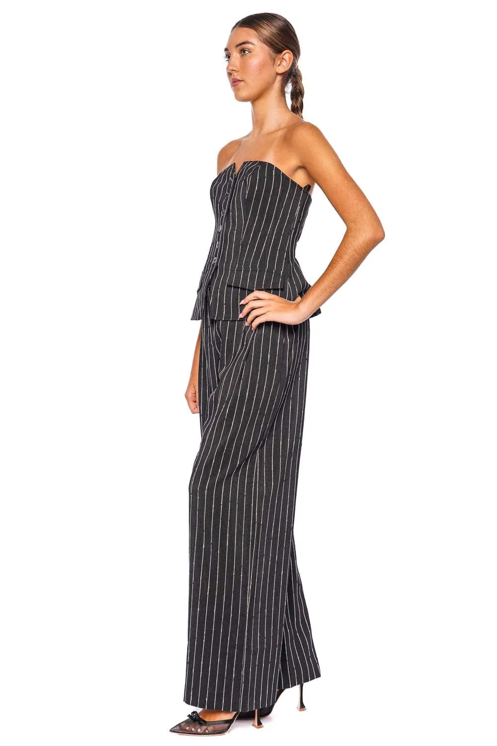 Noemie Strapless Pinstripe Corset Top
