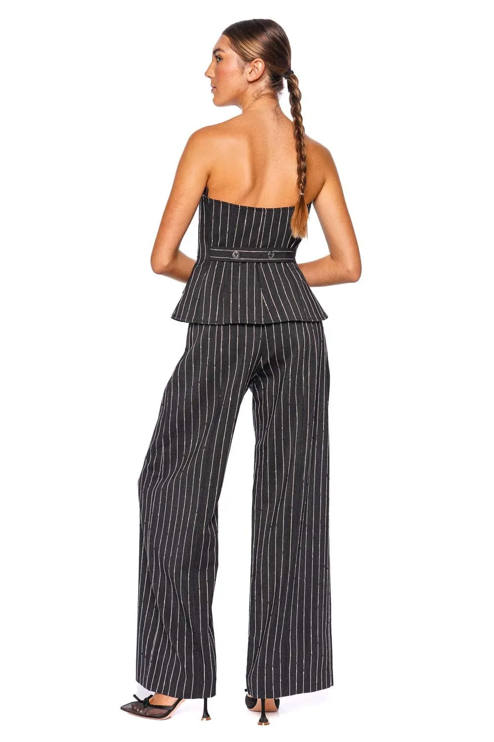 Noemie Strapless Pinstripe Corset Top