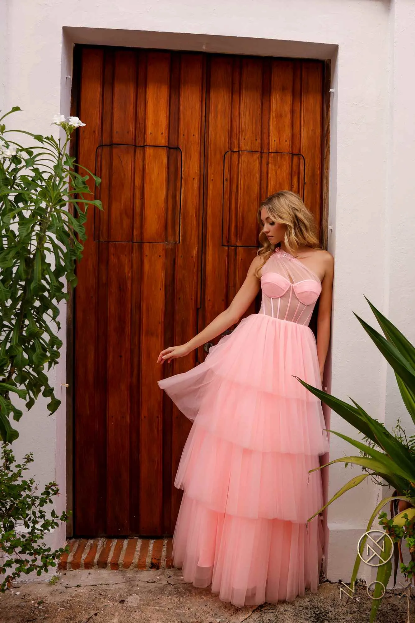 Nox Anabel P1400 Long Tiered Tulle Skirt Corset A-Line Ball Gown