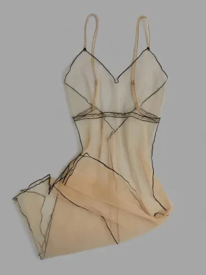 NUDE AND BLACK SLIP DRESS