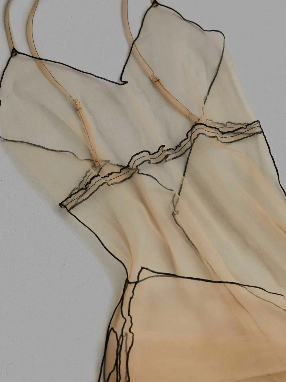 NUDE AND BLACK SLIP DRESS