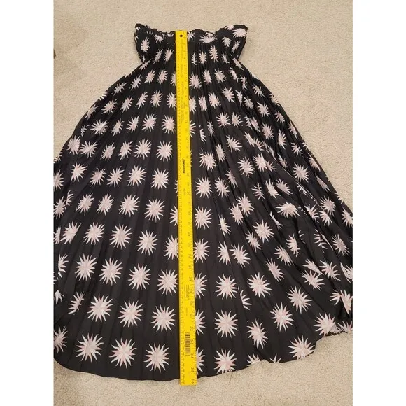 NWOT By Anthropologie Women Pleated Black W/Pink White Star Lined Midi Skirt XS