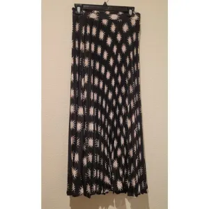 NWOT By Anthropologie Women Pleated Black W/Pink White Star Lined Midi Skirt XS