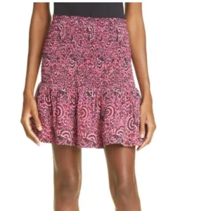 NWT A.L.C. Kade Floral Smocked Mini Skirt In Pink Multi