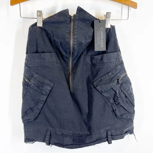 NWT Carmar Distressed Mini Skirt