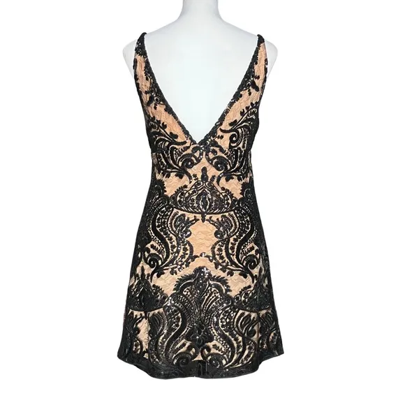 NWT Free People Black Lace Sequin Cocktail Party Mini Dress. Sz 0 XS. Whimsigoth