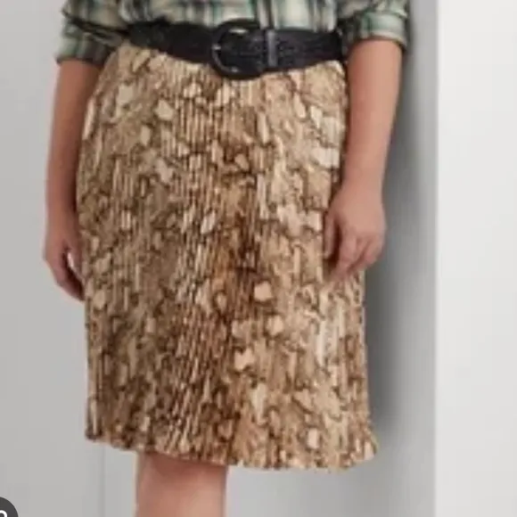 NWT Lauren Ralph LaurenSnakeskin Print Pleated Skirt size 12