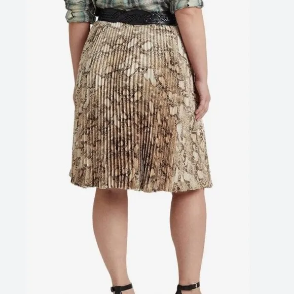 NWT Lauren Ralph LaurenSnakeskin Print Pleated Skirt size 12