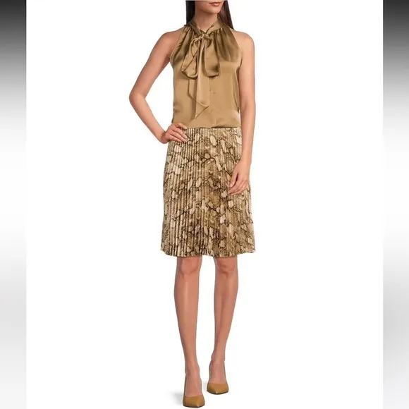 NWT Lauren Ralph LaurenSnakeskin Print Pleated Skirt size 12
