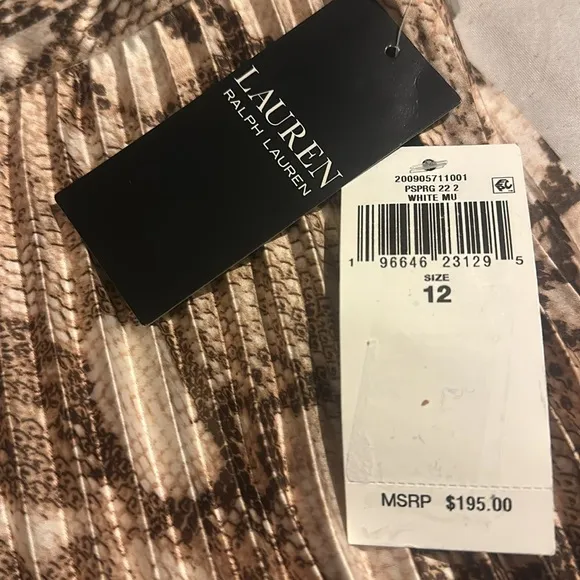 NWT Lauren Ralph LaurenSnakeskin Print Pleated Skirt size 12