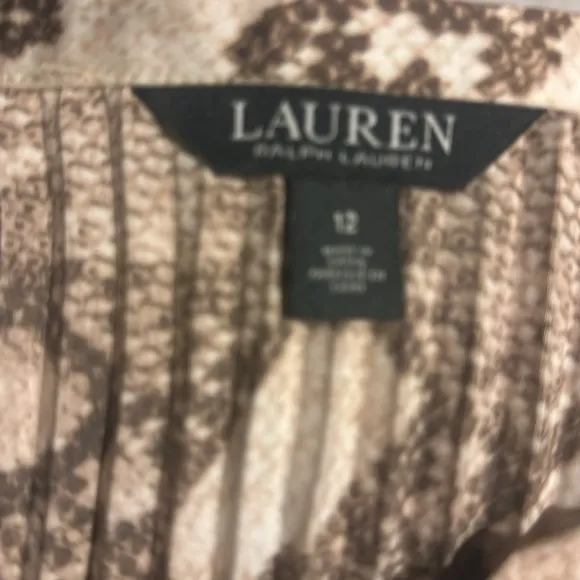NWT Lauren Ralph LaurenSnakeskin Print Pleated Skirt size 12