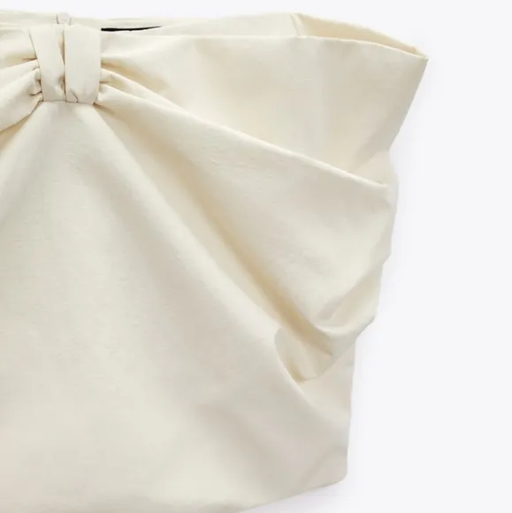 NWT Zara Voluminous Mini Skirt with Bow Detail, Size M