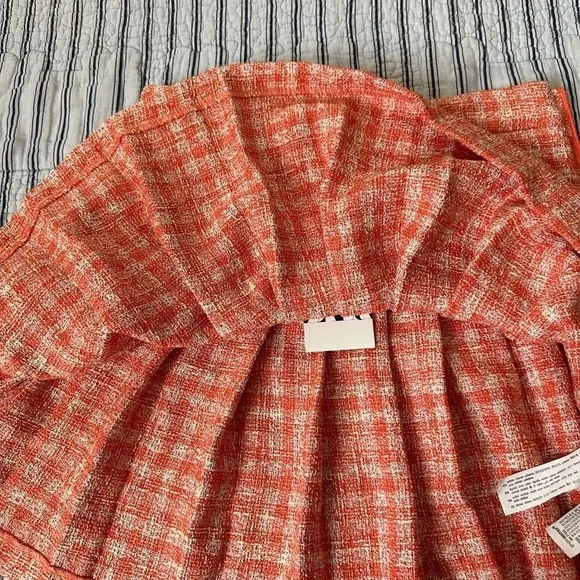 😊NWT Zara Women Plaid Pleated Front Regular Fit Short Skater Skirt Size S