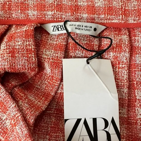 😊NWT Zara Women Plaid Pleated Front Regular Fit Short Skater Skirt Size S