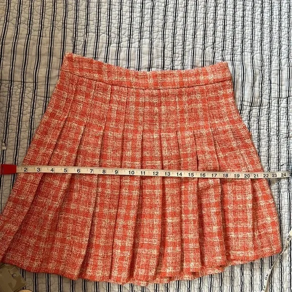 😊NWT Zara Women Plaid Pleated Front Regular Fit Short Skater Skirt Size S