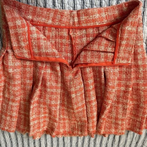 😊NWT Zara Women Plaid Pleated Front Regular Fit Short Skater Skirt Size S