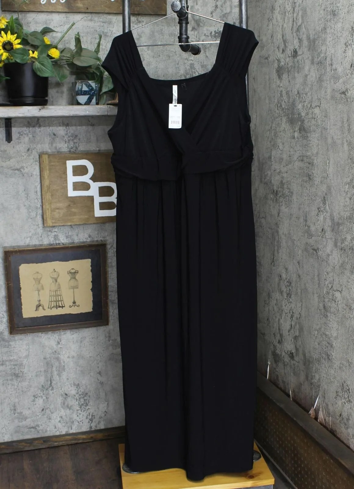 Ny Collection Womens Plus Sleeveless Empire Maxi Dress ZQID0122