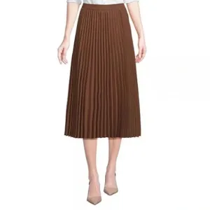 Oak   Fort Pleated Dark Brown Midi Skirt