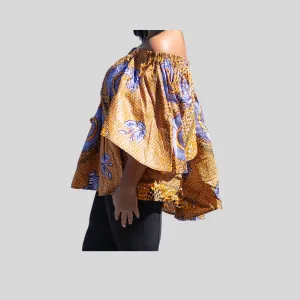 Off shoulder women Africa print top