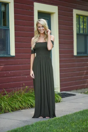 Olive Off The Shoulder Dress